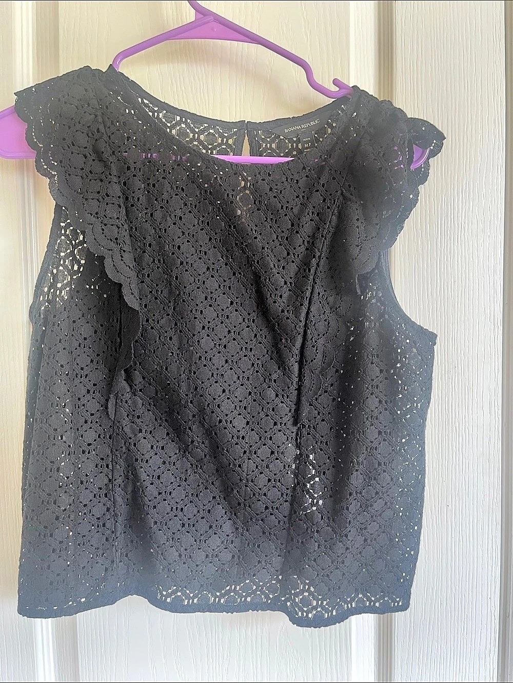 Banana Republic Black Lace Blouse Size Medium Like New